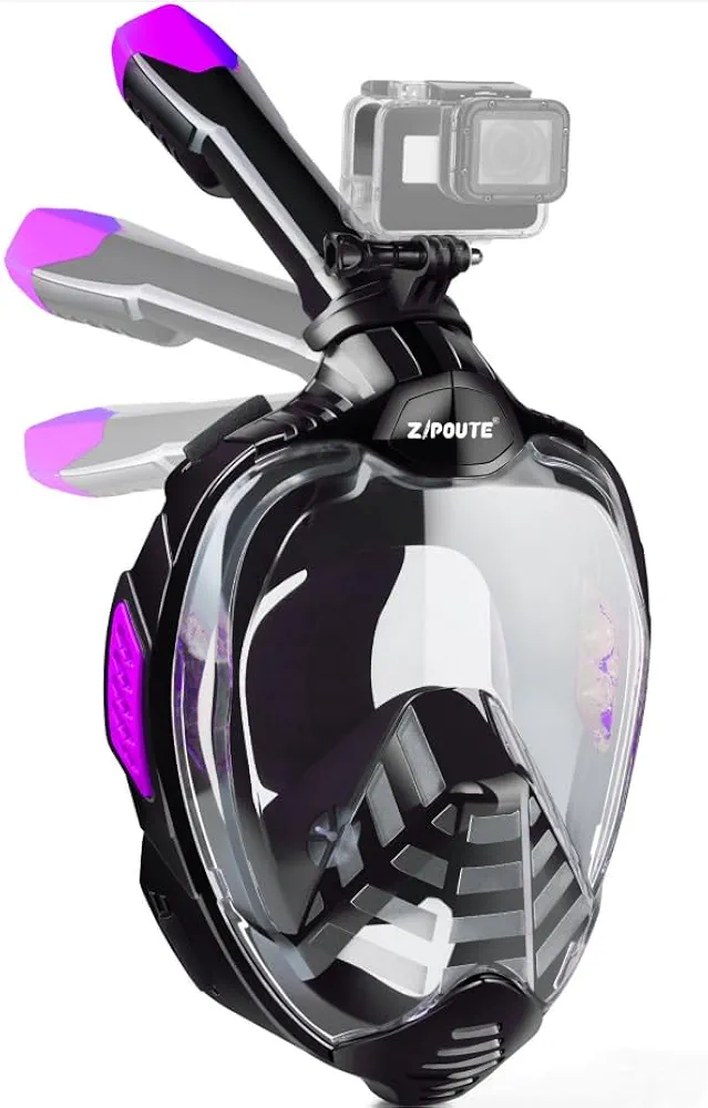 Full Face Snorkel Mask - Anti-Fog Panoramic View Snorkel Mask - Anti-Leak Dry Top Set