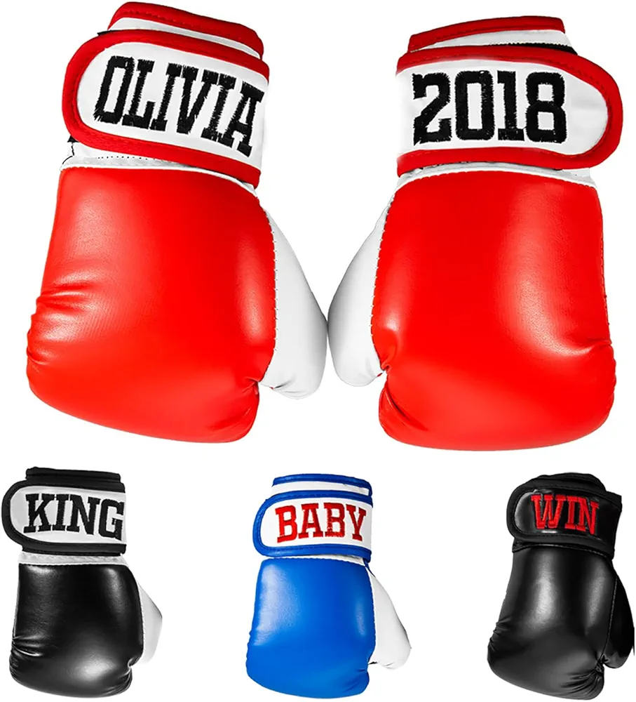 Personalized Kids Boxing Gloves for Boys Girls, 2oz 4oz Embroidered Name Children Boxing Training Gloves Punching Bag Kickboxing Muay Thai, Age 0-10 Years