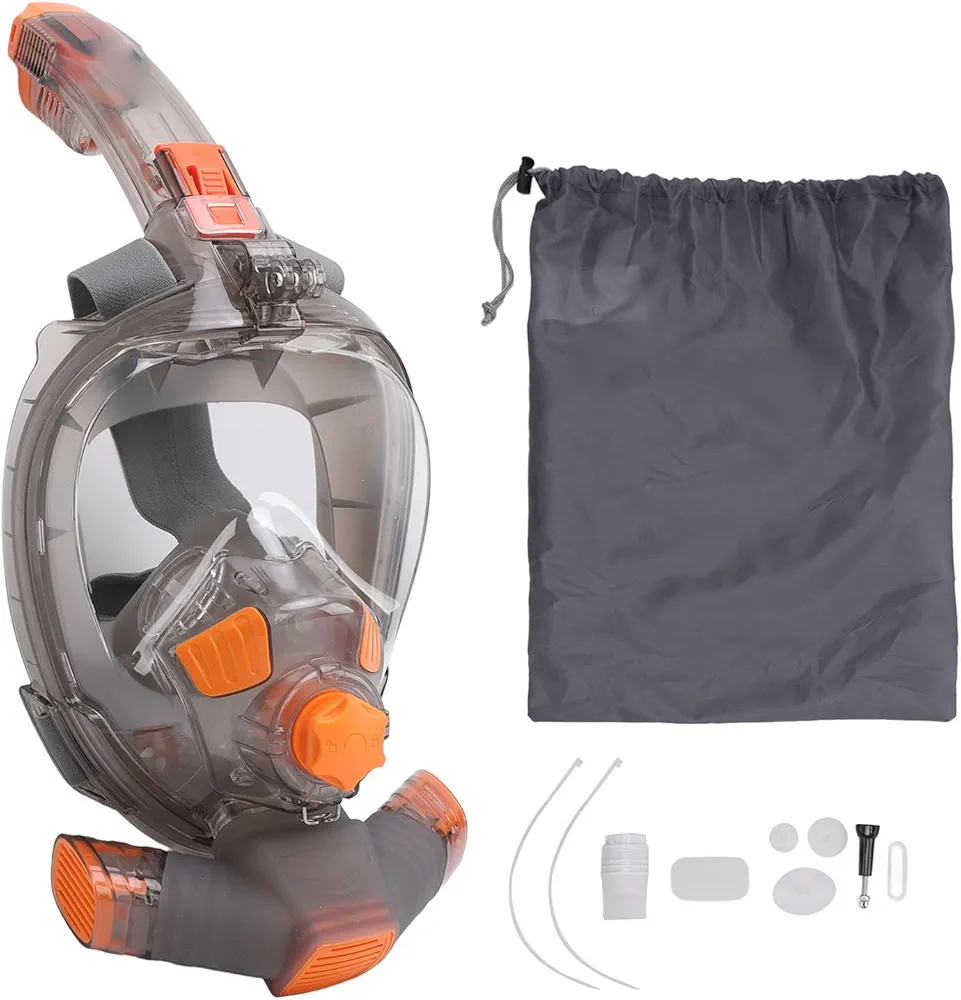 Full Face Snorkel Mask,Anti Fog 180 Degree Panoramic View Snorkeling Mask with Camera Mount for Adult