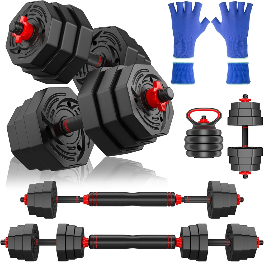 20LB/44LB Adjustable Dumbbells Set of 2, Weights Set Adjustable,Dumbbell Weights Sets with Connector for Women Man, Free Weights Barbell Fitness Equipment for Workout Strength Training