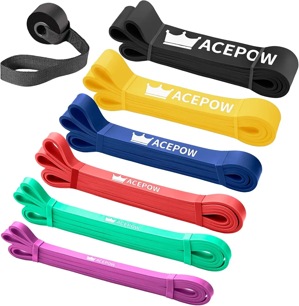 Pull Up Assistance Bands, Resistance Bands Set of 6, with Door Anchor for Men & Women, Heavy Duty Stretch Exercise Bands, Resistance Bands for Working Out, Muscle Training, Physical Therapy