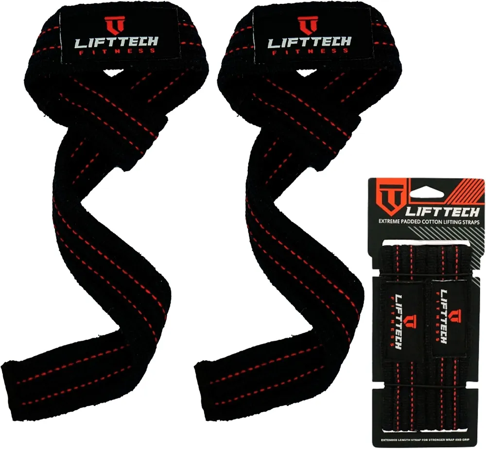 Extreme Padded Cotton Gym Straps for Weightlifting, Powerlifting, Strength Training - Weight Lifting Straps For Men and Women - Pull ups & Deadlift Straps - Black, One Size