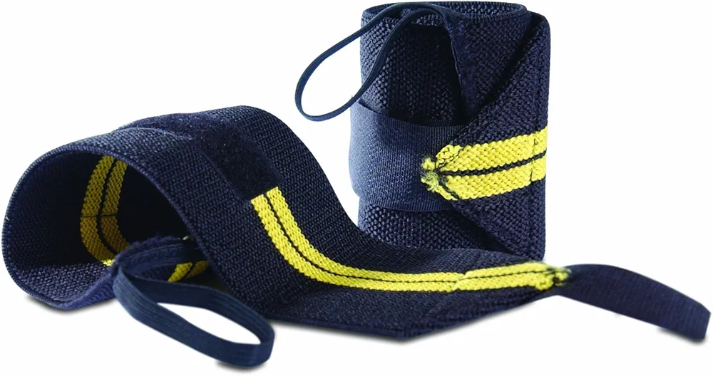 Weight Lifting Training Support Cotton Crossfit,Powerlifting Bodybuilding Heavy Duty For Men & Women Wraps Gym Bandage Straps Black/Yellow 18"