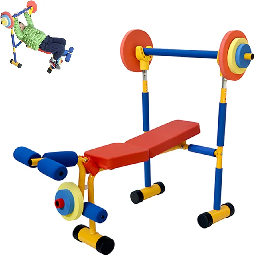 Fun and Fitness Exercise Equipment for Kids, Toy Bench and Leg Press, Kids Weight Bench, Kids Toy for Beginner Exercise