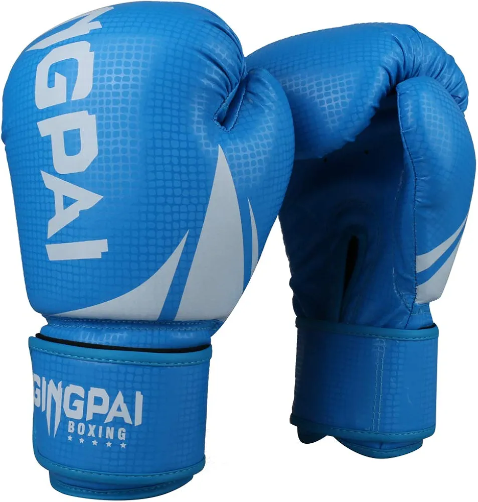 Gloves for Men Women,Punching Bag Gloves, Kickboxing,Muay Thai,MMA Training Gloves(Blue-White, 10OZ)