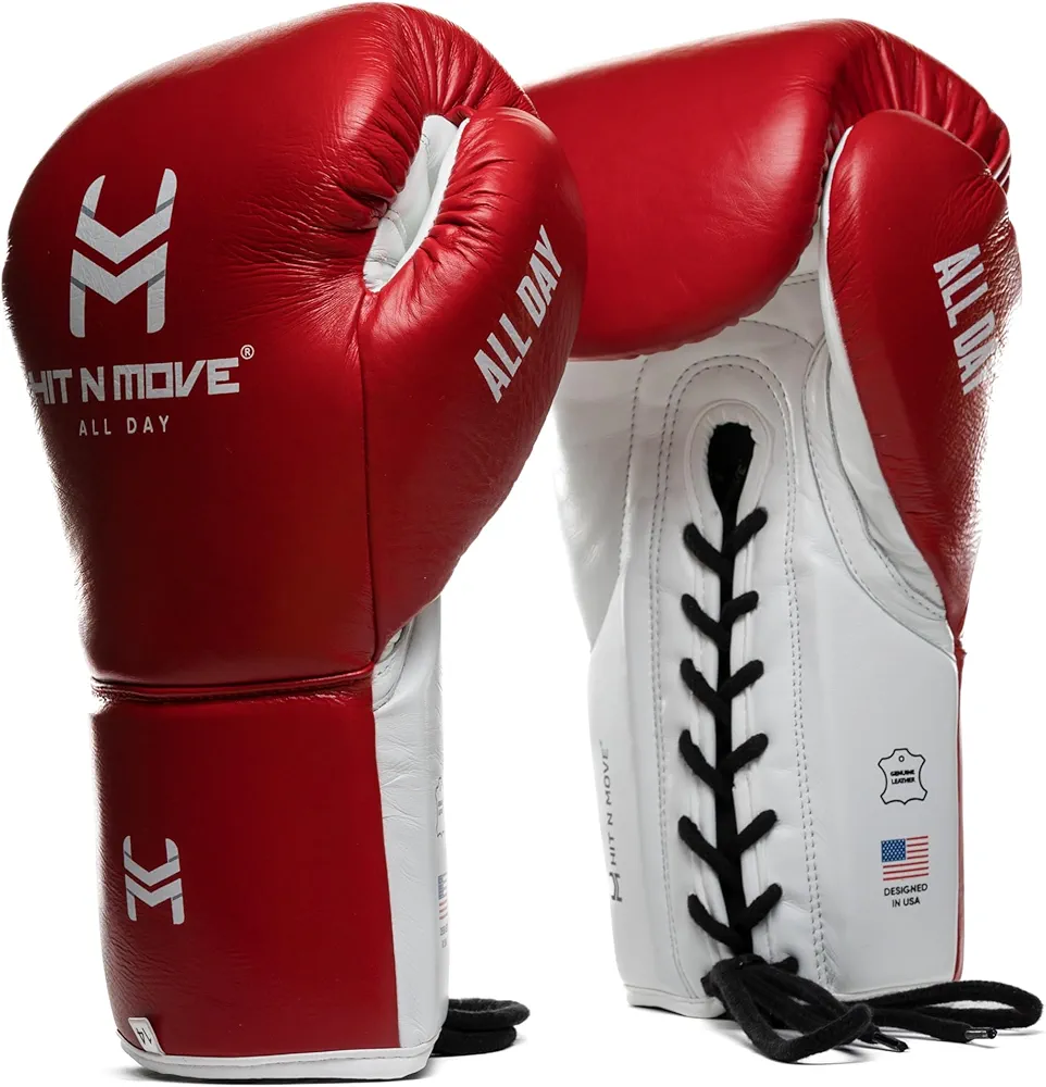 HIT N MOVE Pro Agility Boxing Gloves LACE UP, Boxing Gloves Men, Boxing Equipment