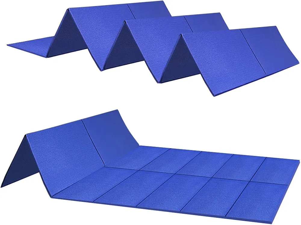 JBM Folding Yoga Mat 68''L x 24''W x 1/4 Inch Thick Travel Yoga Mat for Yoga,Pilates, Meditation and Floor Workouts