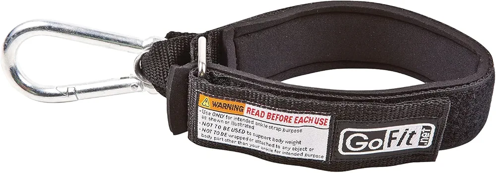 GoFit Black Ankle Strap with Carabiner for Tubes and Resistance Bands (GF-STAS) (GOFGFSTAS)