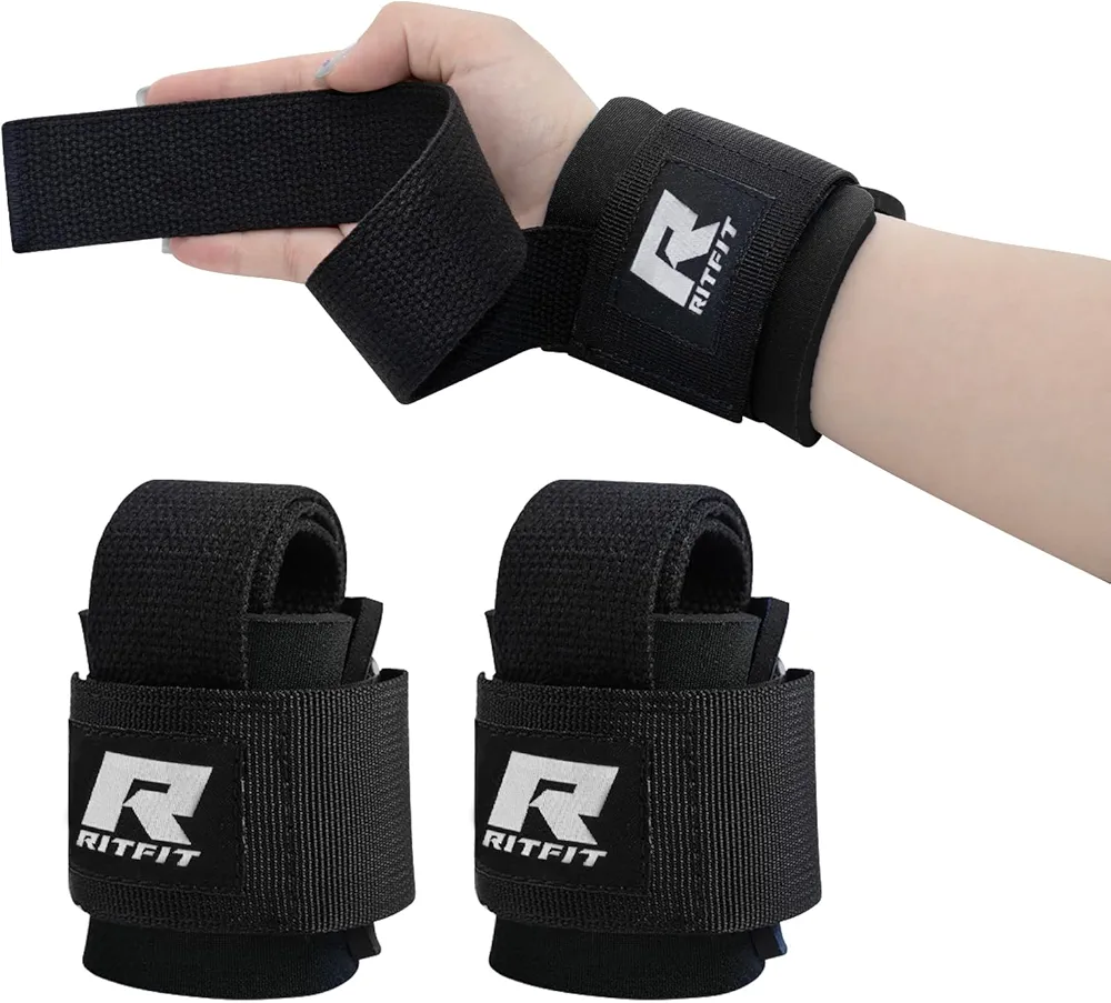 RitFit Lifting Wraps, Wrist Straps for Weightlifting, Wrist Support for Working Out, Bodybuilding, MMA, Powerlifting, Strength Training, Men & Women