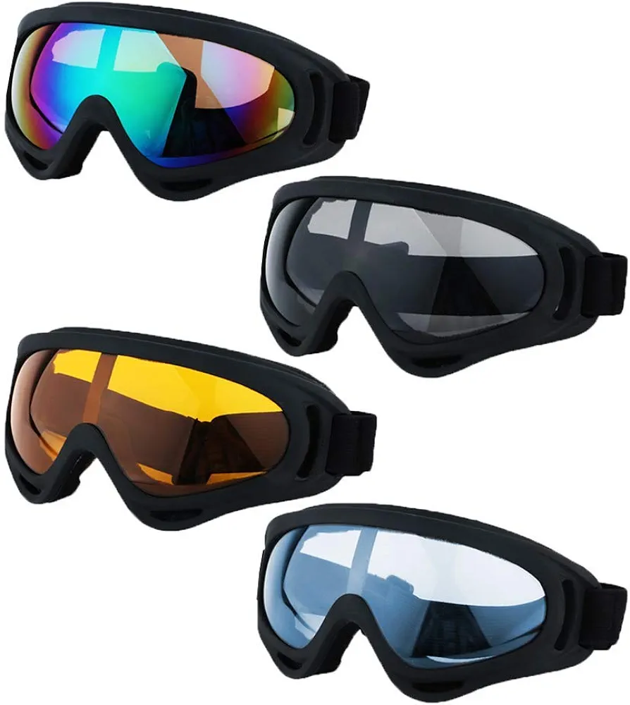 Ski Goggles, Pack of 4 - Snowboard Motorcycle Goggles Tactical Combat Military Glasses