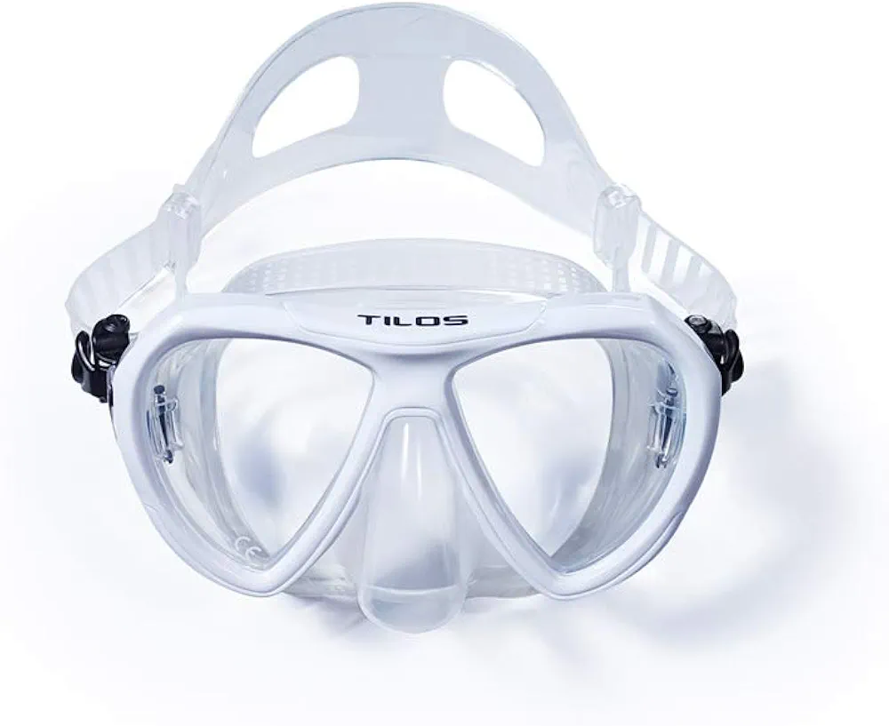 Tilos Revo, Wide View Snorkel Diving Mask: Scuba, Snorkeling, Free Dive, and Swim 180 Masks - Anti Fog Divers Goggles with Double Lens, Nose Cover, Silicone Strap - Men/Women Adult Water Gear