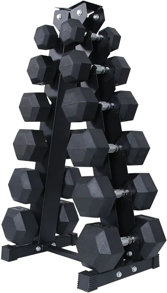 RITFIT 300/350/450/200/210 LB Rubber Hex Dumbbells Set with Optional Dumbbell Rack, Multi Weight Set to Choose, Ideal for Home Gym and Fitness
