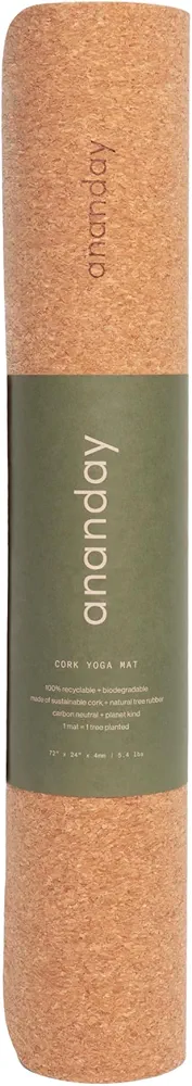 Premium Cork Yoga Mat - Eco-Friendly, Non-Toxic & PVC-Free, Non-Slip, Perfect for Hot Yoga, Pilates & Exercise - Cushioned for Superior Comfort & Support Beige