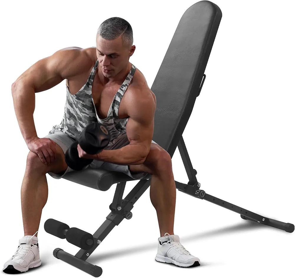 Adjustable Weight Bench, 800 Lbs Capacity, 8 Backrest Positions and 3 Seat Adjustments, Versatile Bench for Total Full-Body Workouts, Space-Saving Foldable Design, for Home Use, Indoor Workouts