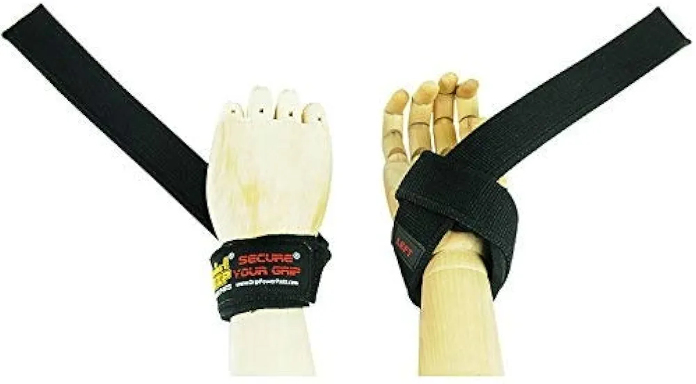Heavy Duty Lifting Straps Neoprene Padded 1 Pair Wrist Wraps & Rubbery Grip Support Straps with Cotton Coated Rubber on One Side