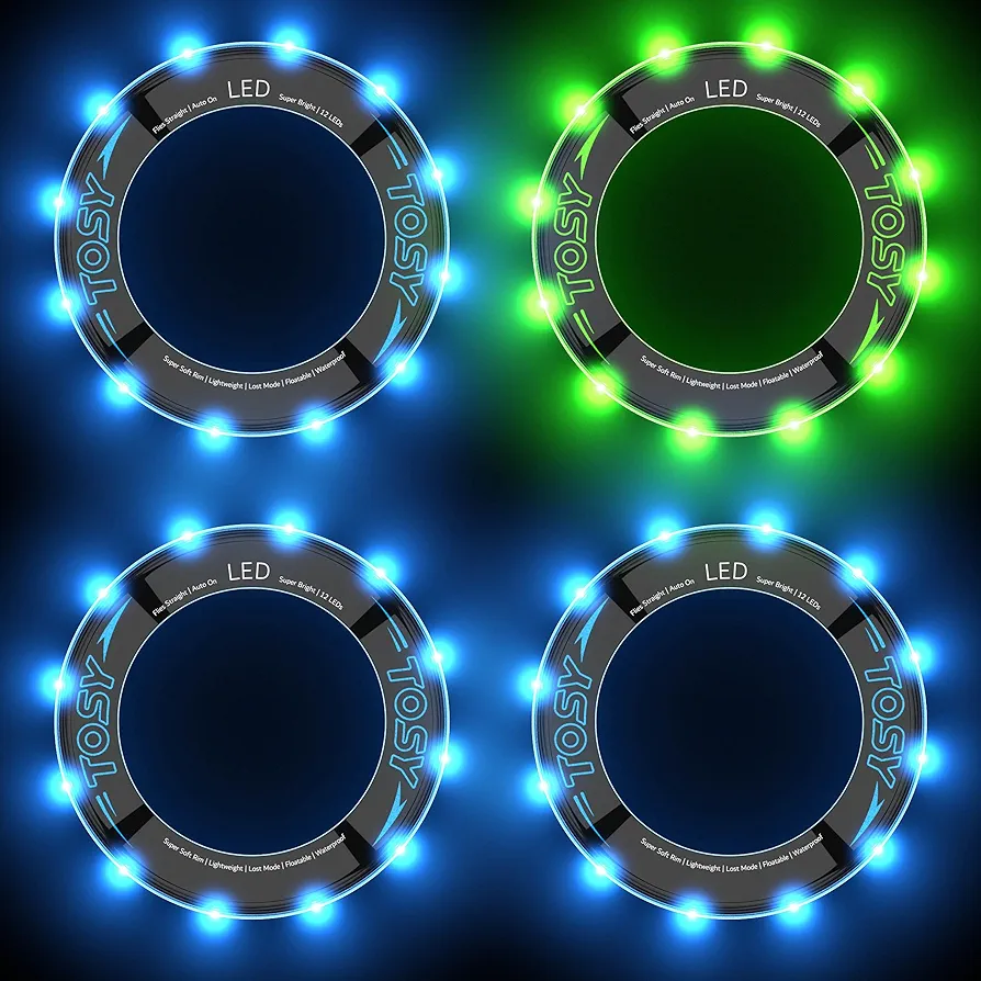 TOSY Bundle of 4-3X Blue + Green - Flying Ring 12 LEDs Super Bright