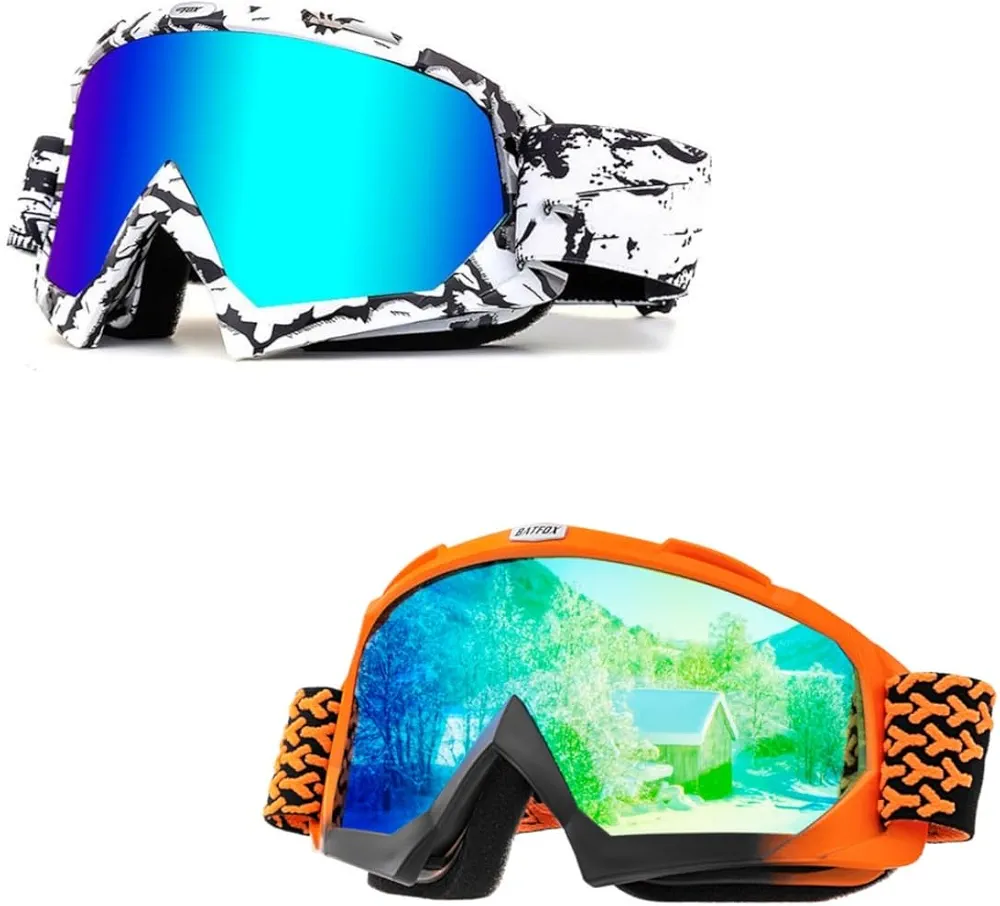 Zsling 2pcs OTG Ski Snow Goggles, UV Protection Anti Fog Snowboard Goggles for Men Women Youth