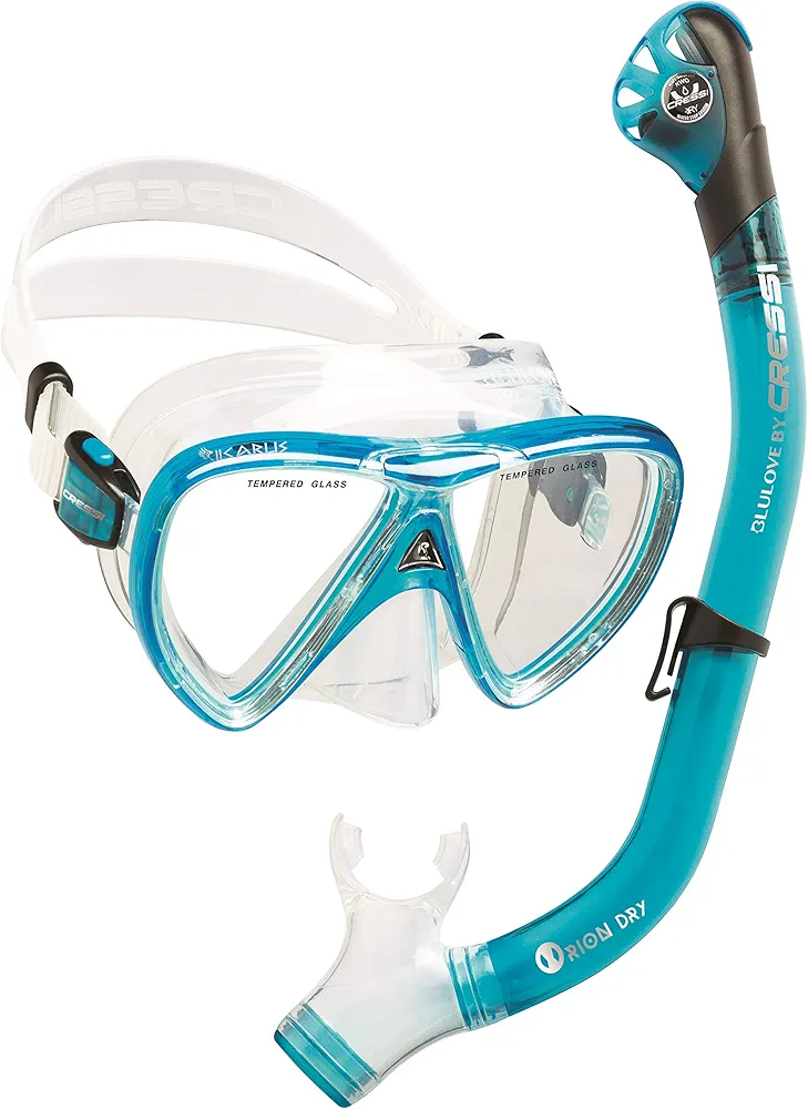 Cressi Adult Snorkeling Kit, Mask & Dry Snorkel - Quality Equipment for Discovering The Underwater World - Ikarus & Orion Dry: Designed in Italy
