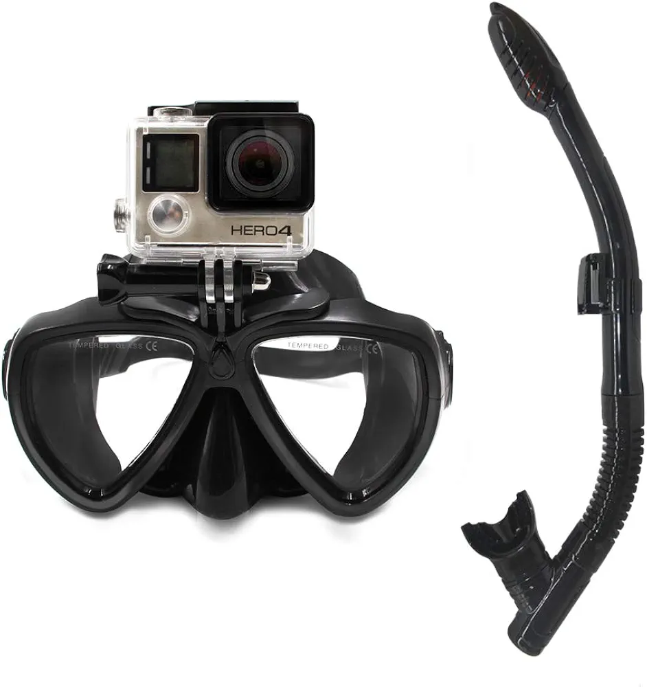 DERTA Silicone Diving Glass with Detachable Screw Mount Diving Mask Scuba Snorkel Swimming Goggles for Sports Camera GoPro HD Hero 8/7/6/5/4/3 ,GoPro Session,5/4 Session,DJI Osmo Action