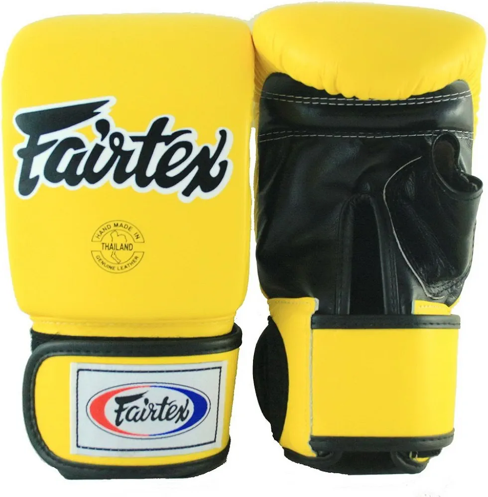 FAIRTEX TGO3 Size L Super Sparring Bag Gloves - Open Thum Yellow Black Color for Muay Thai Kick Boxing