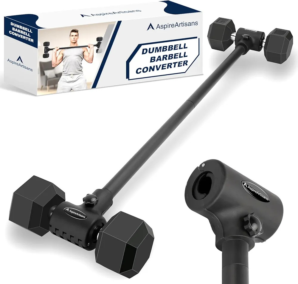 Dumbbell to Barbell Converter – Adjustable Weights & 200LB Capacity for Home Gym Strength Training