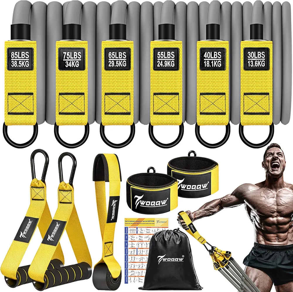 Resistance Bands, 350lbs Heavy Exercise Bands with Handles, Workout Bands Set for Working Out Men, Fitness Weight Bands for Strength Training, Stretching, Slim, Physiotherapy