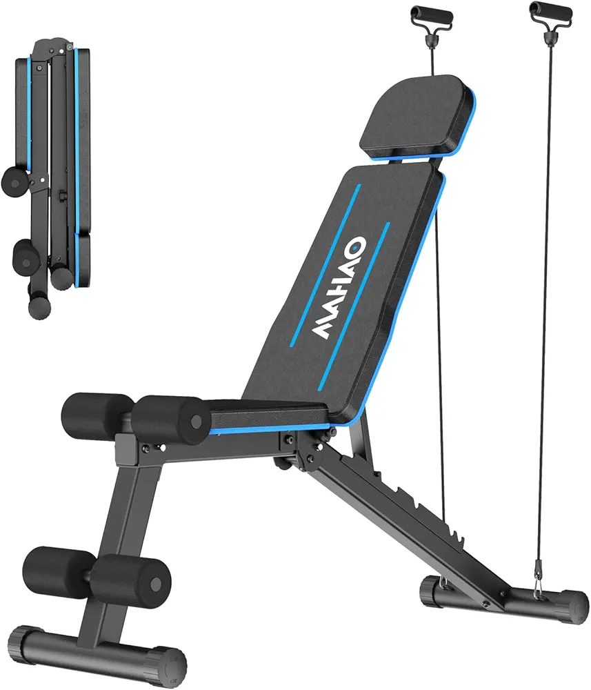 Weight Benches, Adjustable Workout Bench with 7 Adjustable Backrests, 500 LBS Capacity Foldable Bench Press for Home Gym, Incline Decline Flat Exercise bench for Strength Training with Extended Headrest