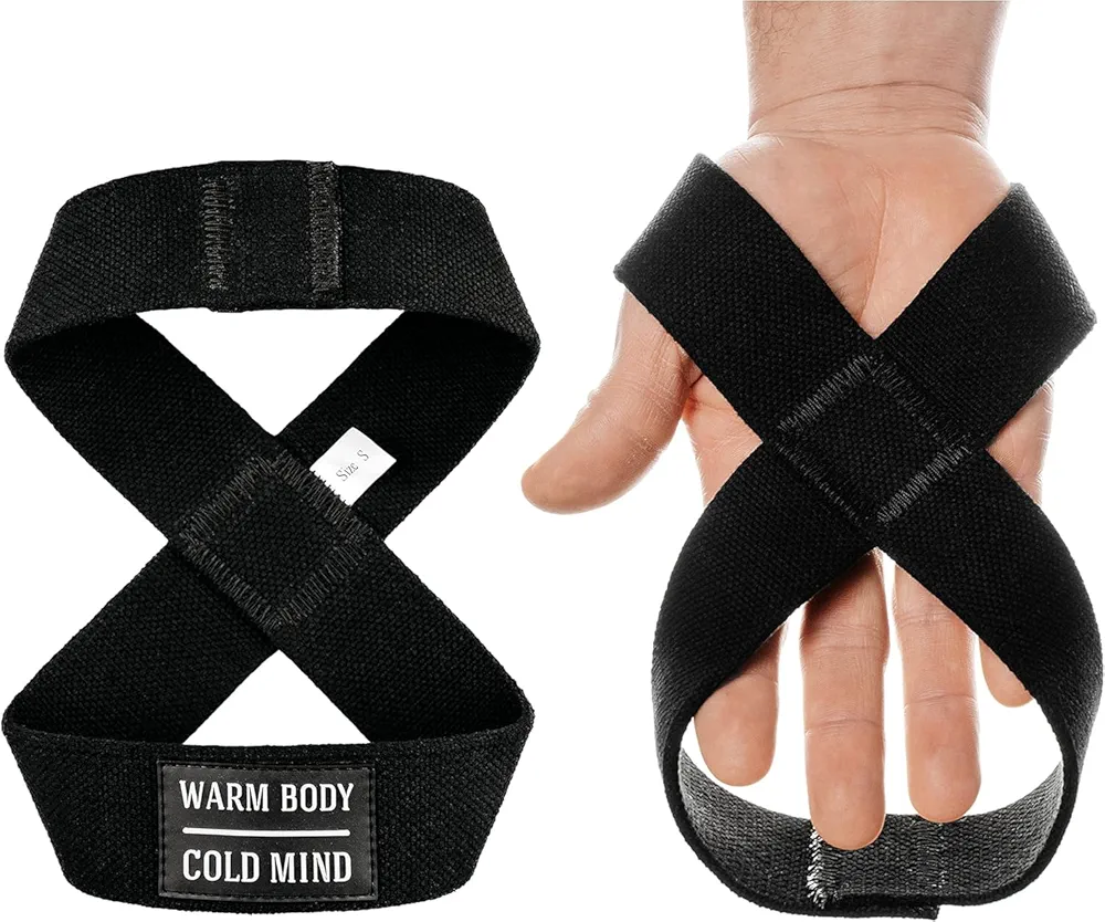 Warm Body Cold Mind Figure 8 Lifting Wrist Straps for Weightlifting - Hand Straps for Powerlifting, Weight Lifting Wraps, Bodybuilding Functional/Cross Training Deadlift Gym Bar