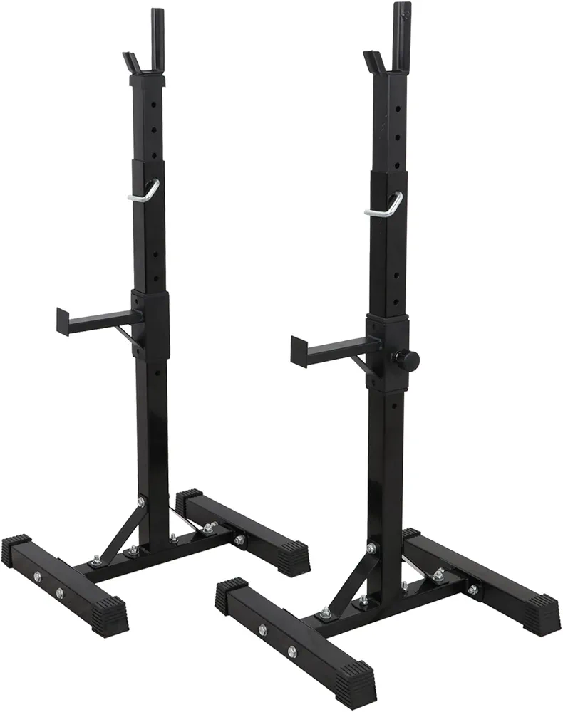 550 Lbs Squat Rack Barbell Rack Pair of Adjustable 41-66 Inches Standard Sturdy Steel Portable Dumbbell Rack,Weight Lifting Rack Bench Press Rack Squat Stand for Gym/Home Gym