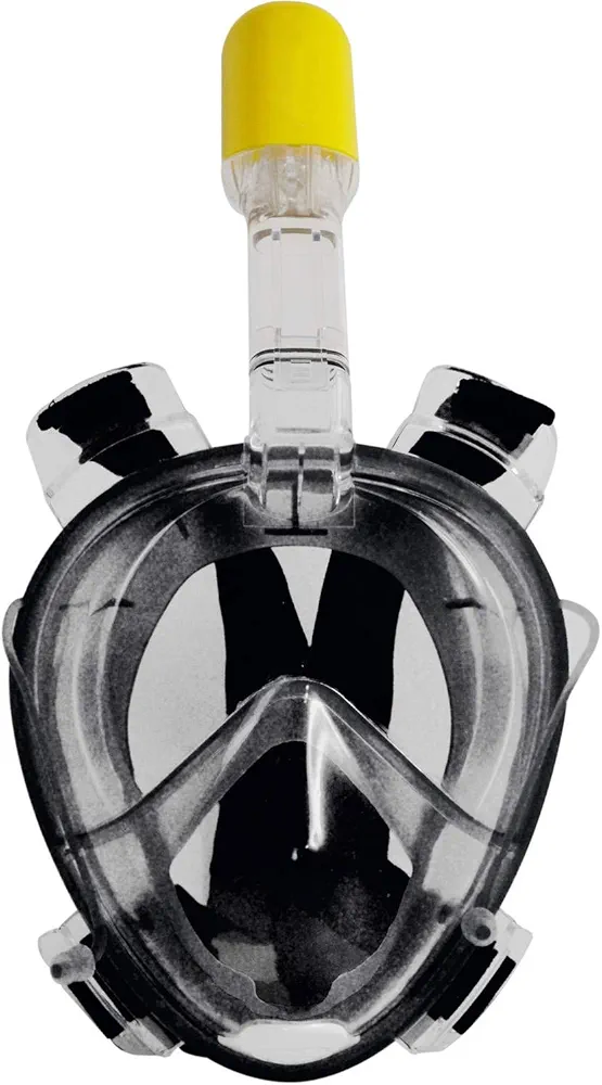 Full Face Snorkel Mask, Black - Adult Small | Medium - Snorkeling Gear - Diving Mask Snorkel Set - 180 Degree Panoramic View (Black Small)