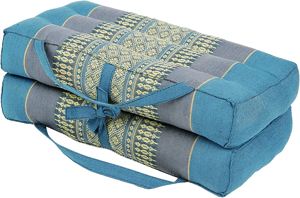 Foldable Cushion - Organic Kapok Filling, use Folded and Unfolded for Meditation, Soft Yoga Prop, Portable Cushion