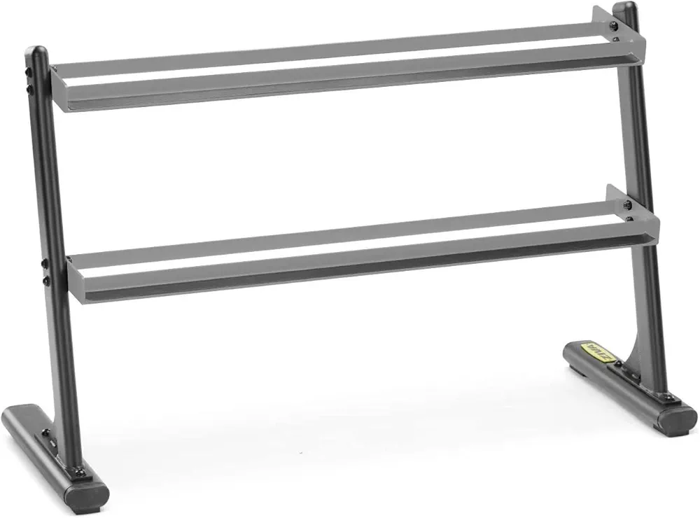 ZIVA 2-Tier 6 Pair Hexagon Dumbbell Rack - Gym, Home Storage Rack – Heavy Gauge Steel Frame – Holds 6 Pairs of Dumbbells, Black Powder Coated Finish (Dims: H: 33", W: 48", L: 17", Wt: 53lb)