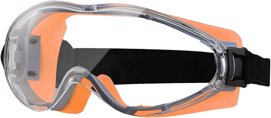 PACIFIC PPE Safety Goggles Over Glasses for Men and Women, Anti Fog Scratch Resistant, Eye Protection, Adjustable Elastic Headband