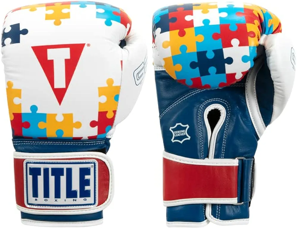 TITLE Boxing Gel World V2T Limited Edition Autism Awareness Bag Gloves - Boxing Gloves, Punching Bag Gloves, Kickboxing Gloves, Heavy Bag Gloves, Boxing Gloves Men, Boxing Gloves Women