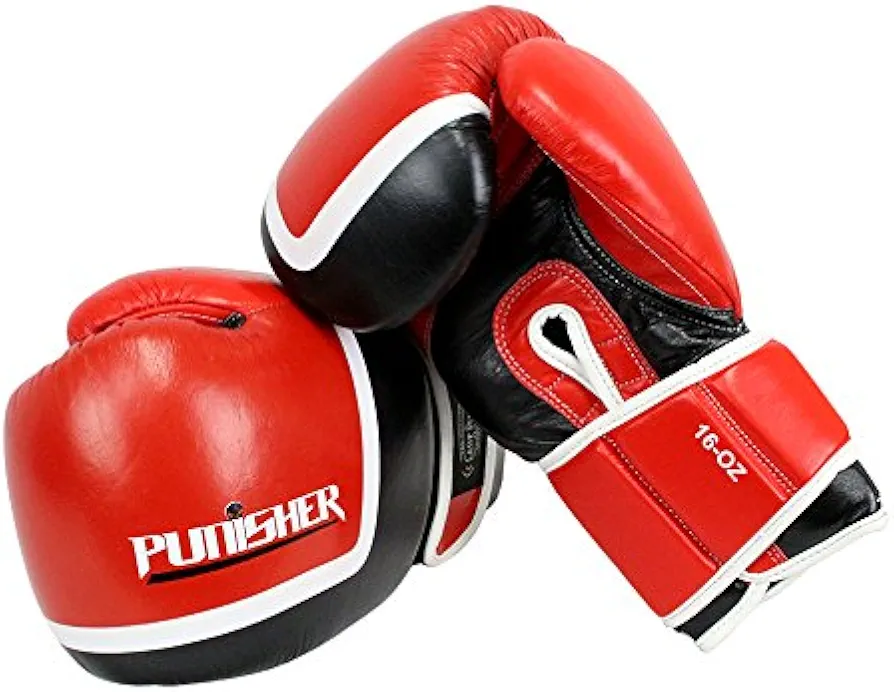 16oz Red and Black Punisher Boxing Gloves