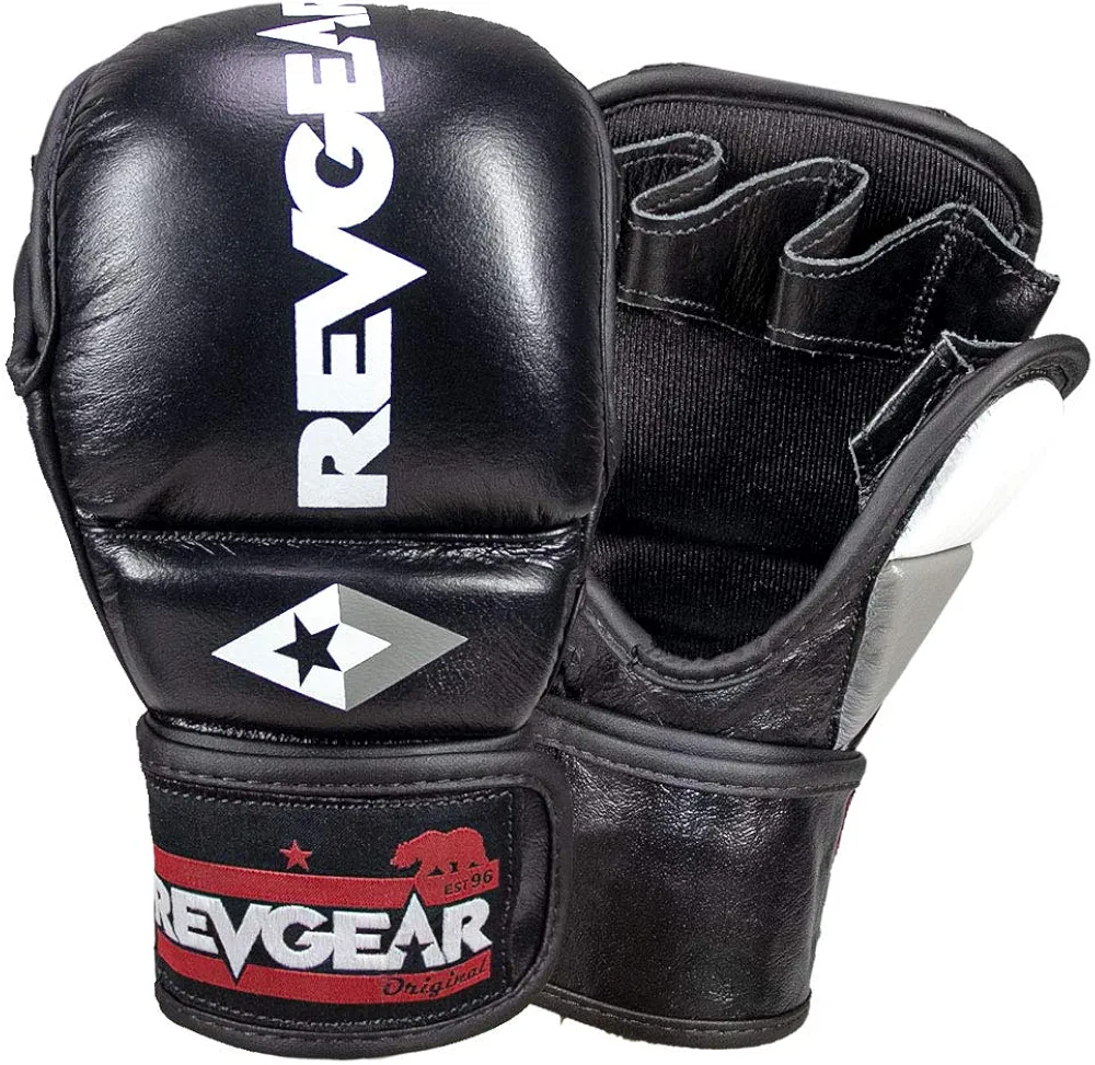 Revgear Pro Series MS1 MMA Boxing Gloves, Muay Thai Gloves, Boxing Training Gloves and Sparring Glove, Premium Leather with Superior Protection, Great Crossover Boxing Gloves Men (Black, X-Large)