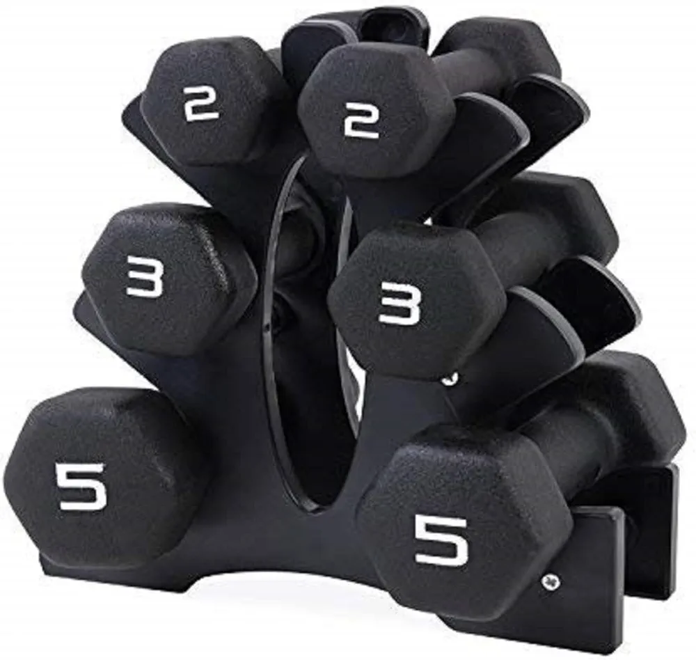 CAP Barbell 32 LB Set of Neoprene Dumbbells with Rack