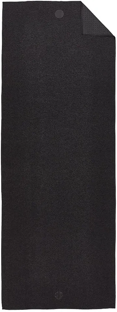 Manduka Yoga Towel for Mat Nonslip and Quick Dry for Hot Yoga with Rubber Bottom Grip Dots 72 Inch Long Onyx Thin and Lightweight (262023001)