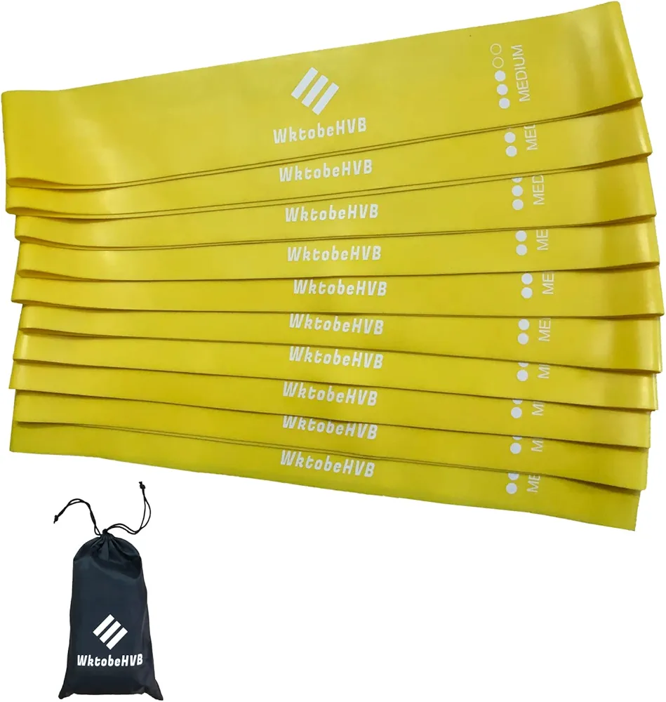 Resistance Loop Exercise Bands-5/10 Pack-10/12 Inch Stretch Bands for Working Out with Carry Bag-Elastic Bands for Physical Therapy, Rehab, Yoga, Pilates and Strength Training at Home or Gym