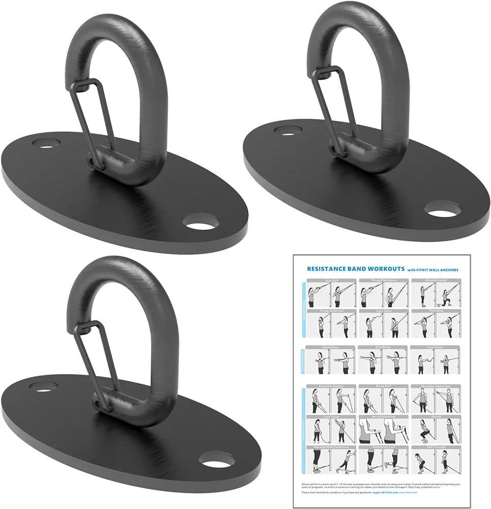 Wall Mount Anchors for Resistance Bands, Space Saving Workout Hooks for Strength Training, Home Gym Anchors for Physical Therapy Exercise