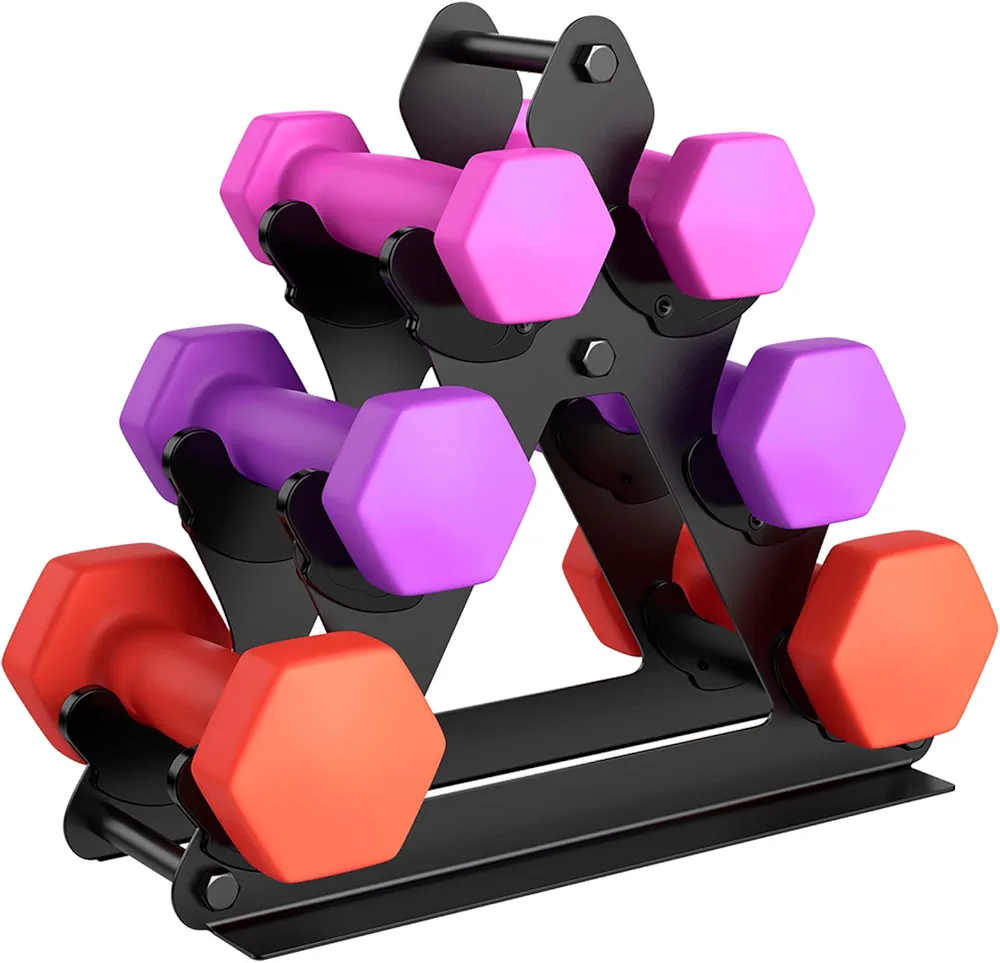 3 Tier Weight Rack for Dumbbells - Compact Weight Holder Small Dumbbell Rack Stand Only Works for Dumbbells 1-15 LBS, Metal Weights Organizer Designed for Child Women Home Gym Exercise
