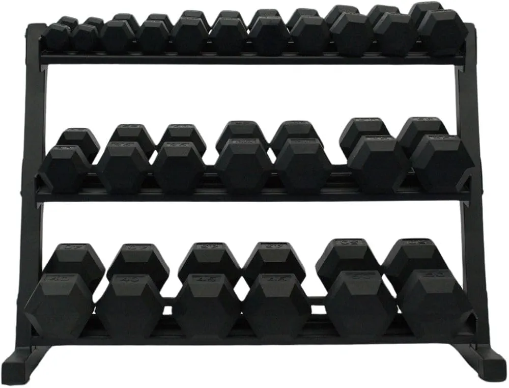 Gronk Fitness 5-50 LB Hex Dumbbells with Rack | Includes 8lb Pair and 12lb Pair