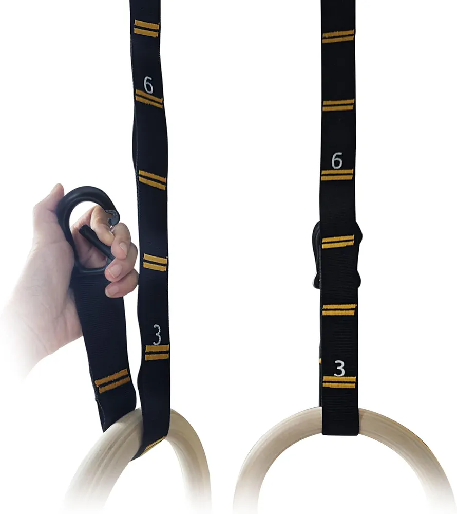 Adjustable Numbered Straps for Gymnastic Rings & Pull Up Handles, 8.2FT Long Each, 1000LBS Weight Capacity, Home Gym DIY Pull Down System Accessories
