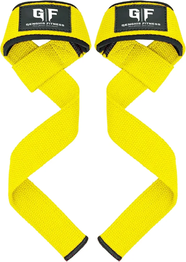 Genghisfitness Padded Cotton Lifting Straps for Weightlifting (Pair)
