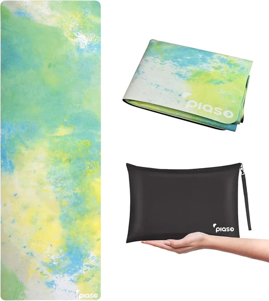 Travel Yoga Mat Non Slip, Pilates Fitness Mats, Eco Friendly 1.5mm Thick Yoga Mats for Women, Exercise Mats With Carry Bag (Green)