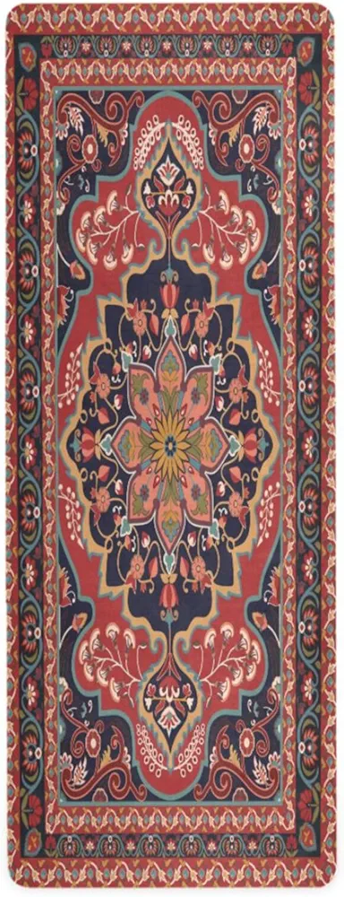 Kigai Yoga Mat Red Persian Design Fitness Mat Eco-Friendly Non Slip Portable Foldable Floor Workouts Mat for Pilates Home Gym Exercise Beach 70.8x26 inch