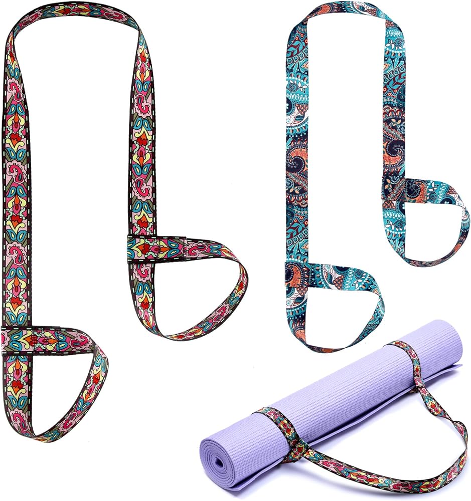 2 Pcs Yoga Mat Strap Sling Adjustable Thick Yoga Mat Carrier Stretching Strap Yoga Mat Sling Holder Women Stretching Band