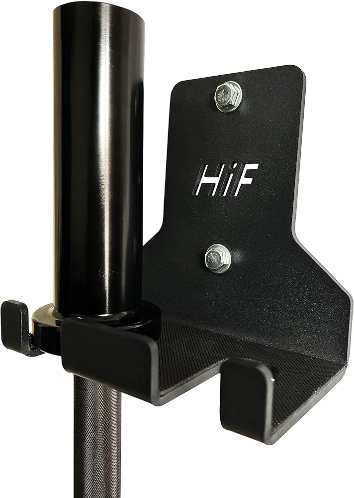 HIFLAME Double Barbell Storage Wall Mounted Storage Rack, Wall Barbell Rack, Olympic Wall Mount Barbell Holder,Vertical Hanging Barbell Rack.Suitable for Gym, Home Fitness. (Black)