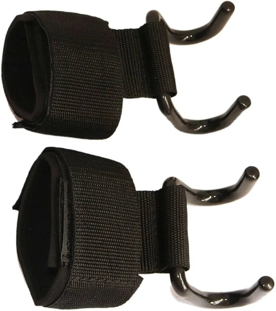 Weight Lifting Hooks Wrist Wraps Power Training Gym Grips Straps for Grip Assist During Deadlifts, Rows, Pulldowns, and Shrugs (1 Pair)