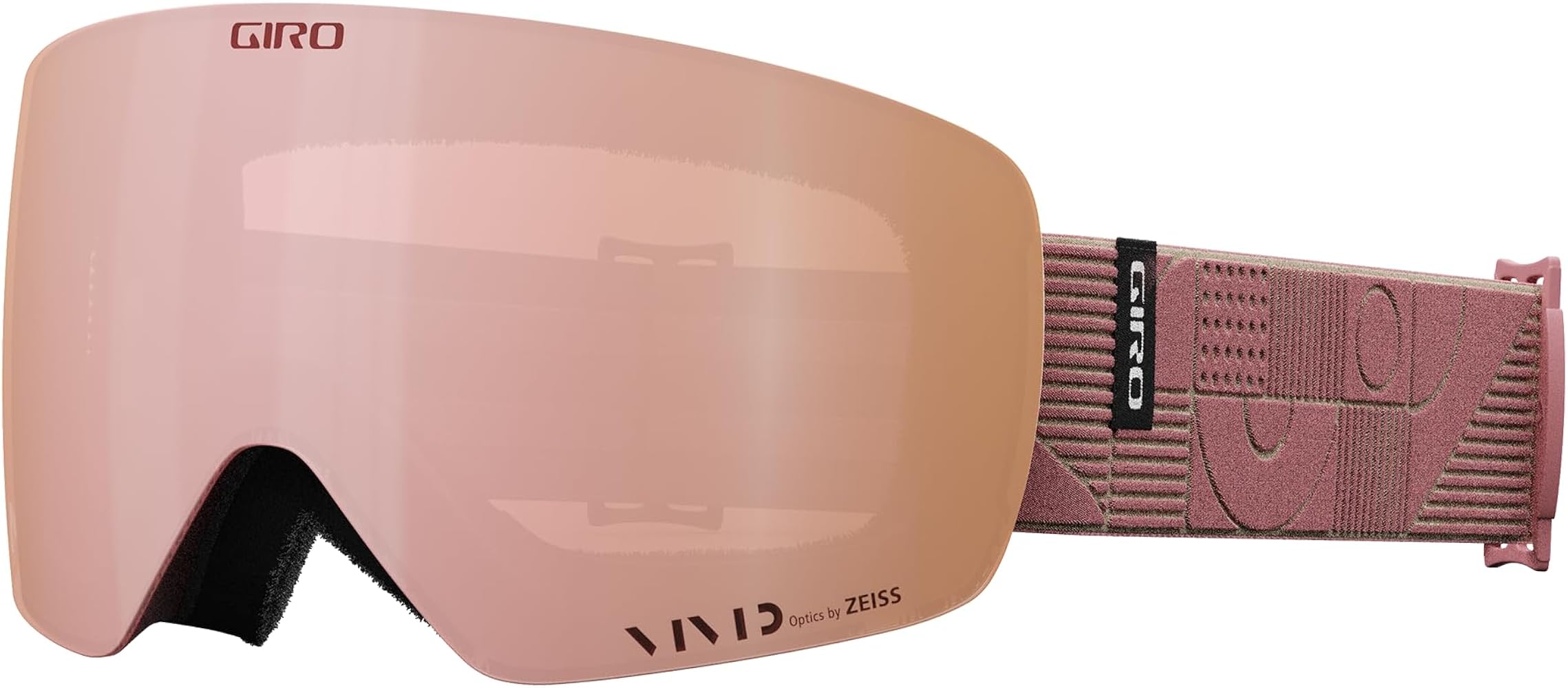 Giro Contour RS Ski Goggles - Snowboard Goggles for Men, Women and Youth - Dusty Rose Linocut Strap with Vivid Rose Gold/Vivid Infrared Lenses